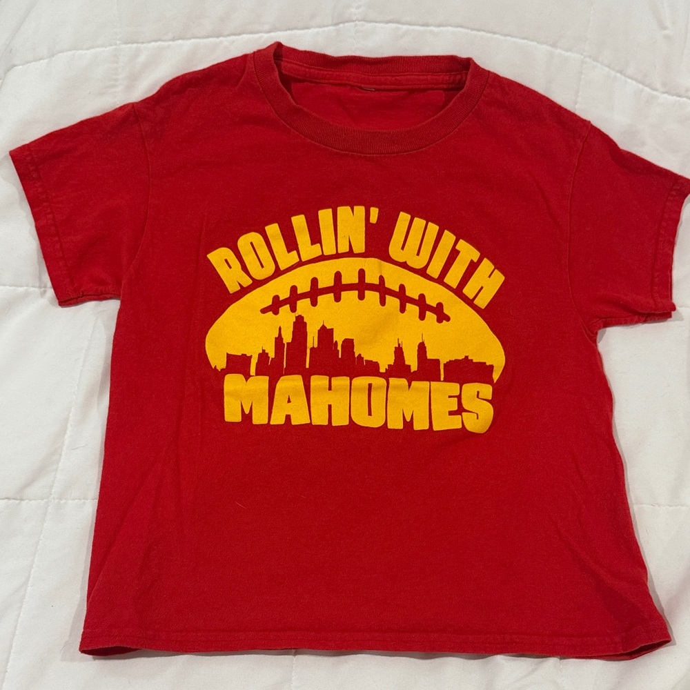 Patrick Mahomes - Red Graphic Tee with Yellow Print